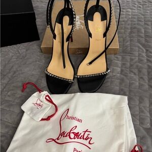 Christian Louboutin Black and Silver Studded Heels